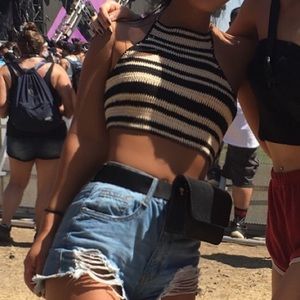 Boutique Knit Backless Festival Crop Top